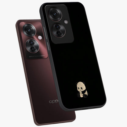 Midnight Panda Love Glass Case displayed in angled mockup highlighting adorable panda illustration with midnight aesthetic.