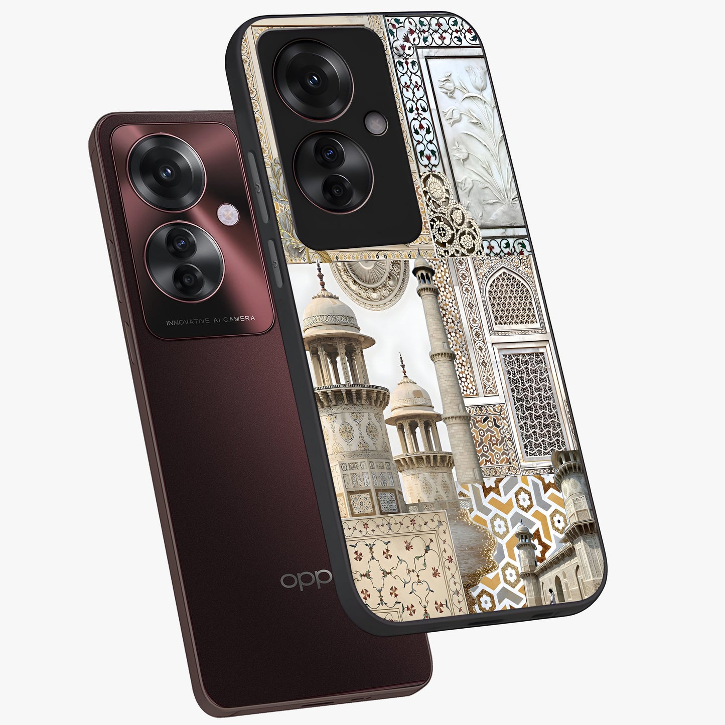 Mughal Marble Legacy Glass Case displayed in angled mockup highlighting elegant heritage marble artwork with royal aesthetic.