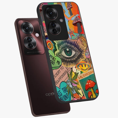 Mystic Eye Wonderland Glass Case displayed in angled mockup highlighting magical eye illustration with dreamy aesthetic.