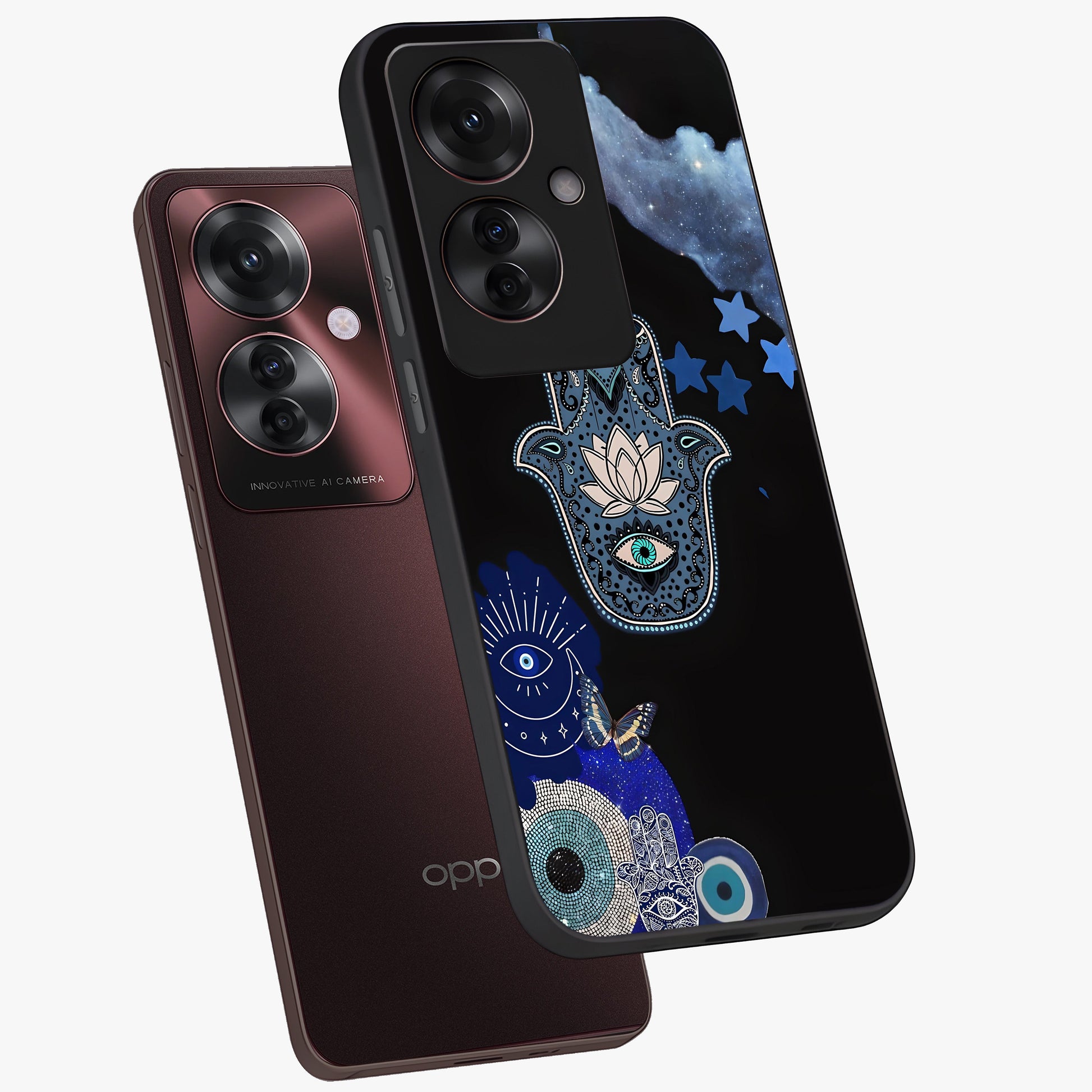 Mystic Hand Aura Glass Case displayed in angled mockup highlighting magical aura design with spiritual aesthetic style.