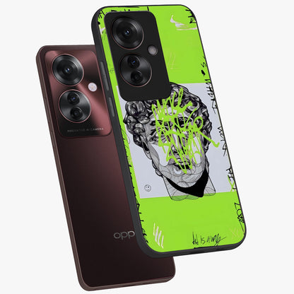 Neo Graffiti Rebellion Glass Case displayed in angled mockup highlighting urban street art design with rebellious aesthetic.