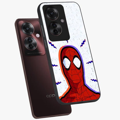 Omg Spiderman Glass Case displayed in angled mockup highlighting dynamic hero illustration with action comic aesthetic.