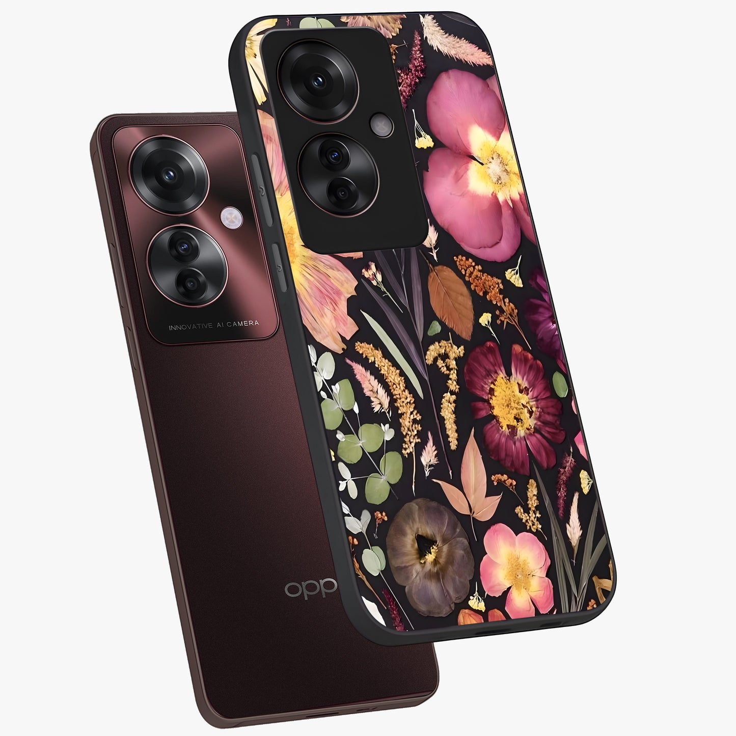 Petal Dream Tapestry Glass Case displayed in angled mockup highlighting decorative petal pattern with elegant botanical aesthetic.