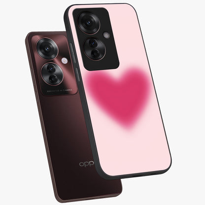 Pink Aura Heart Glass Case displayed in angled mockup highlighting vibrant pink heart design with dreamy aura aesthetic.