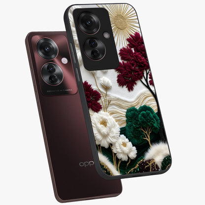 Radiant Bloom Elegance Glass Case displayed in angled mockup highlighting graceful floral design with radiant aesthetic style.