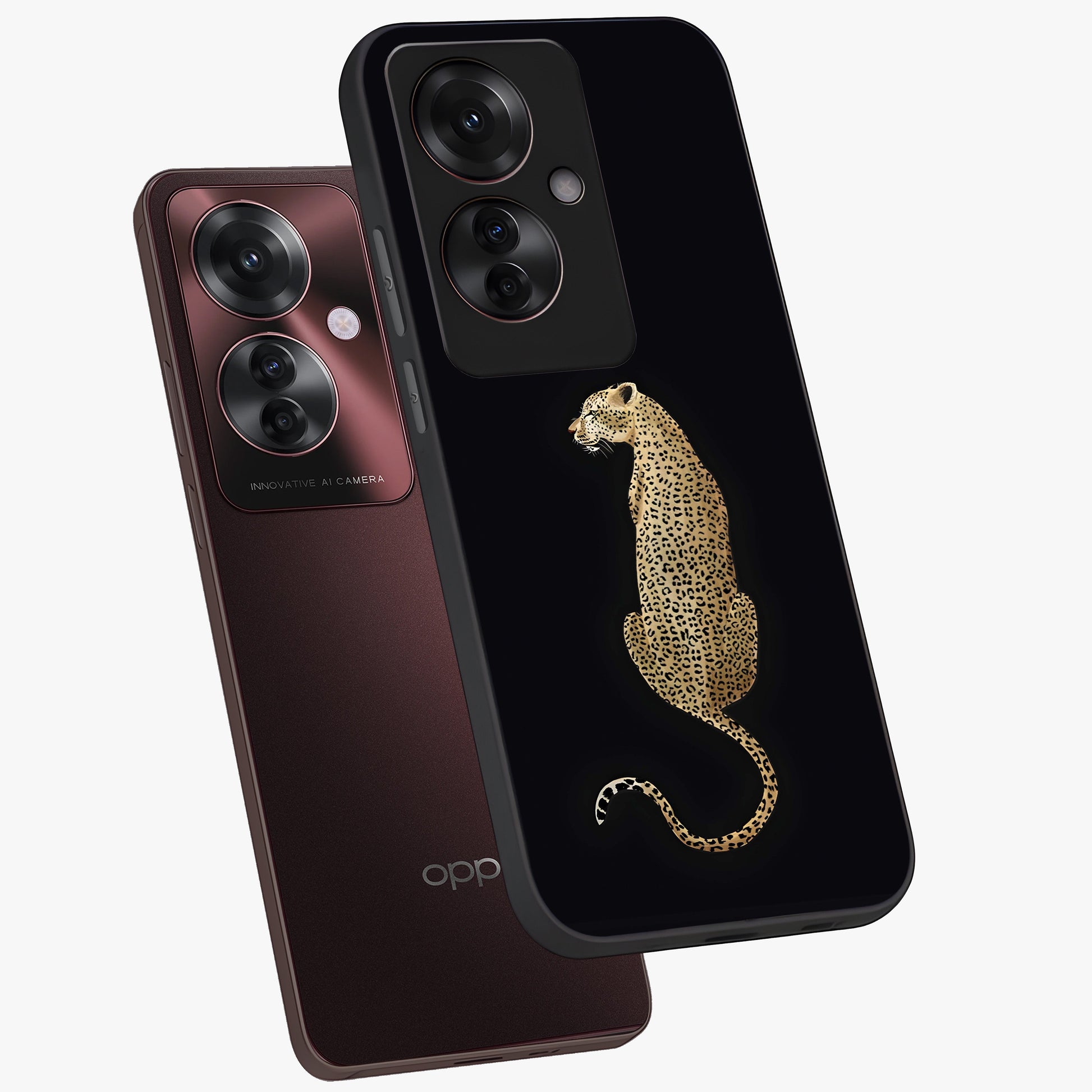 Regal Leopard Glass Case displayed in angled mockup highlighting powerful animal illustration with stylish wild aesthetic.