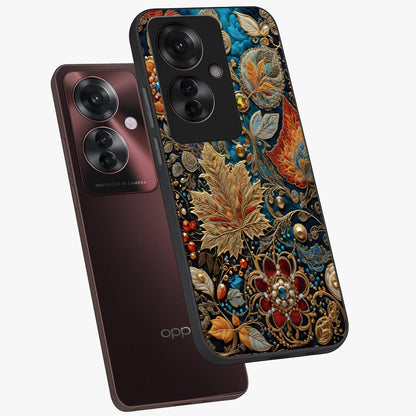 Royal Jewel Garden Glass Case displayed in angled mockup highlighting vibrant jewel inspired floral design with elegant aesthetic.