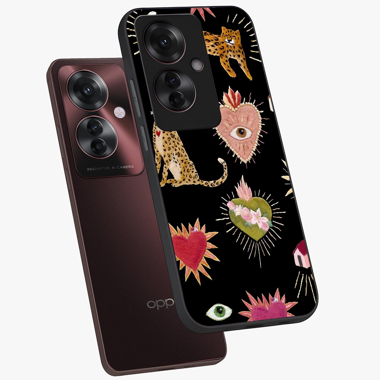 Sacred Jungle Heart Glass Case displayed in angled mockup highlighting lush tropical design with natural aesthetic style.