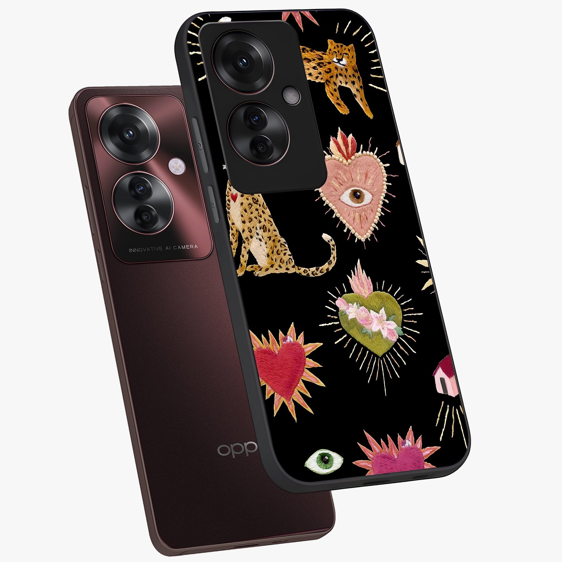 Sacred Jungle Heart Glass Case displayed in angled mockup highlighting lush tropical design with natural aesthetic style.