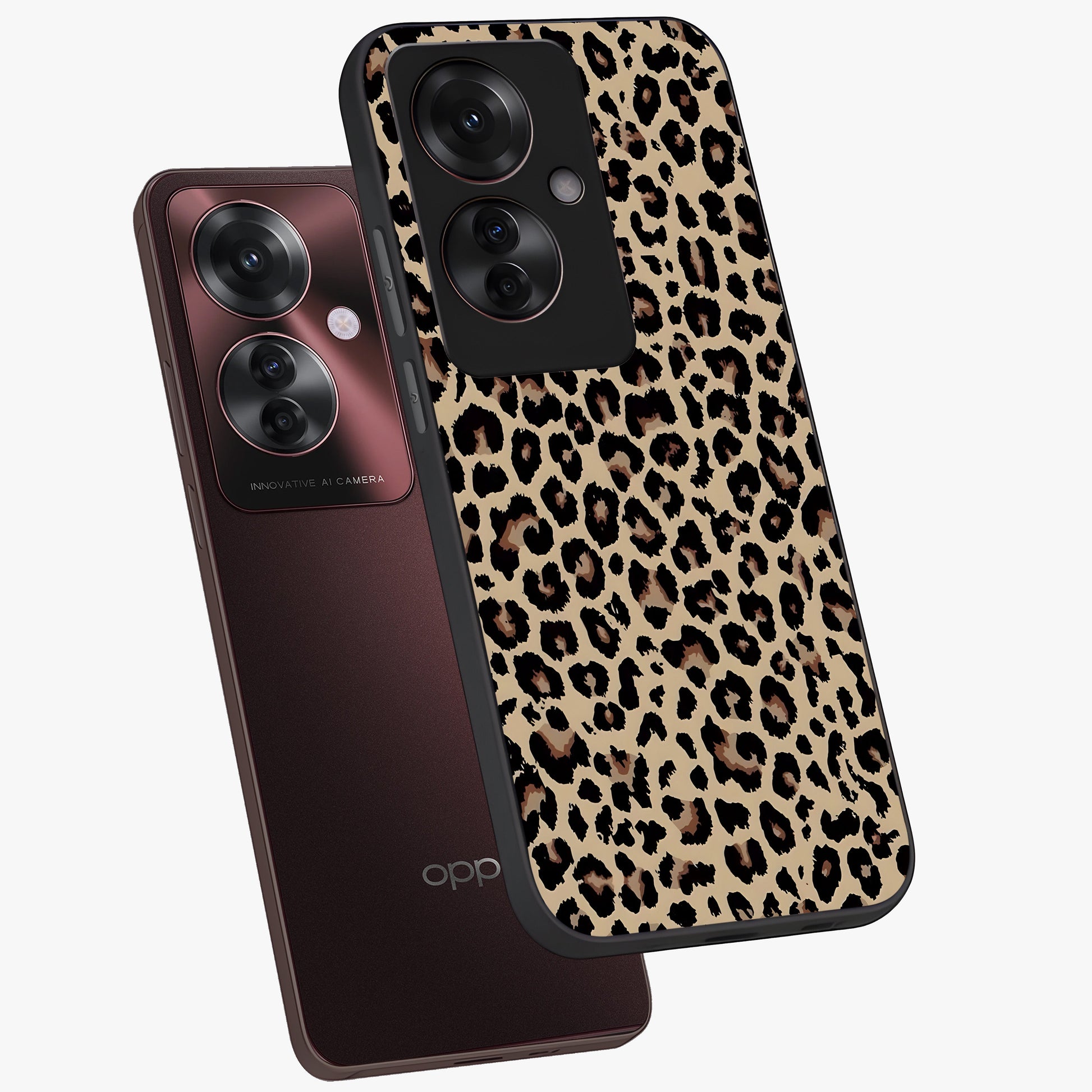 Savage Chic Pattern Glass Case displayed in angled mockup highlighting bold fashion inspired design with chic aesthetic.