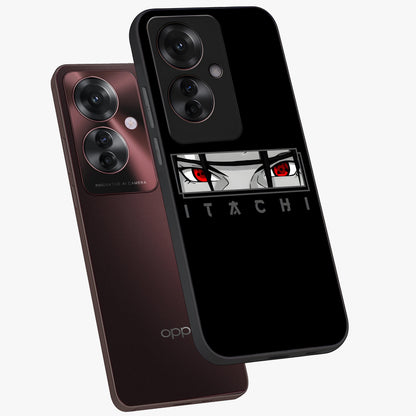 Scarlet Gaze Dominance Glass Case displayed in angled mockup highlighting intense visual design with bold scarlet aesthetic.