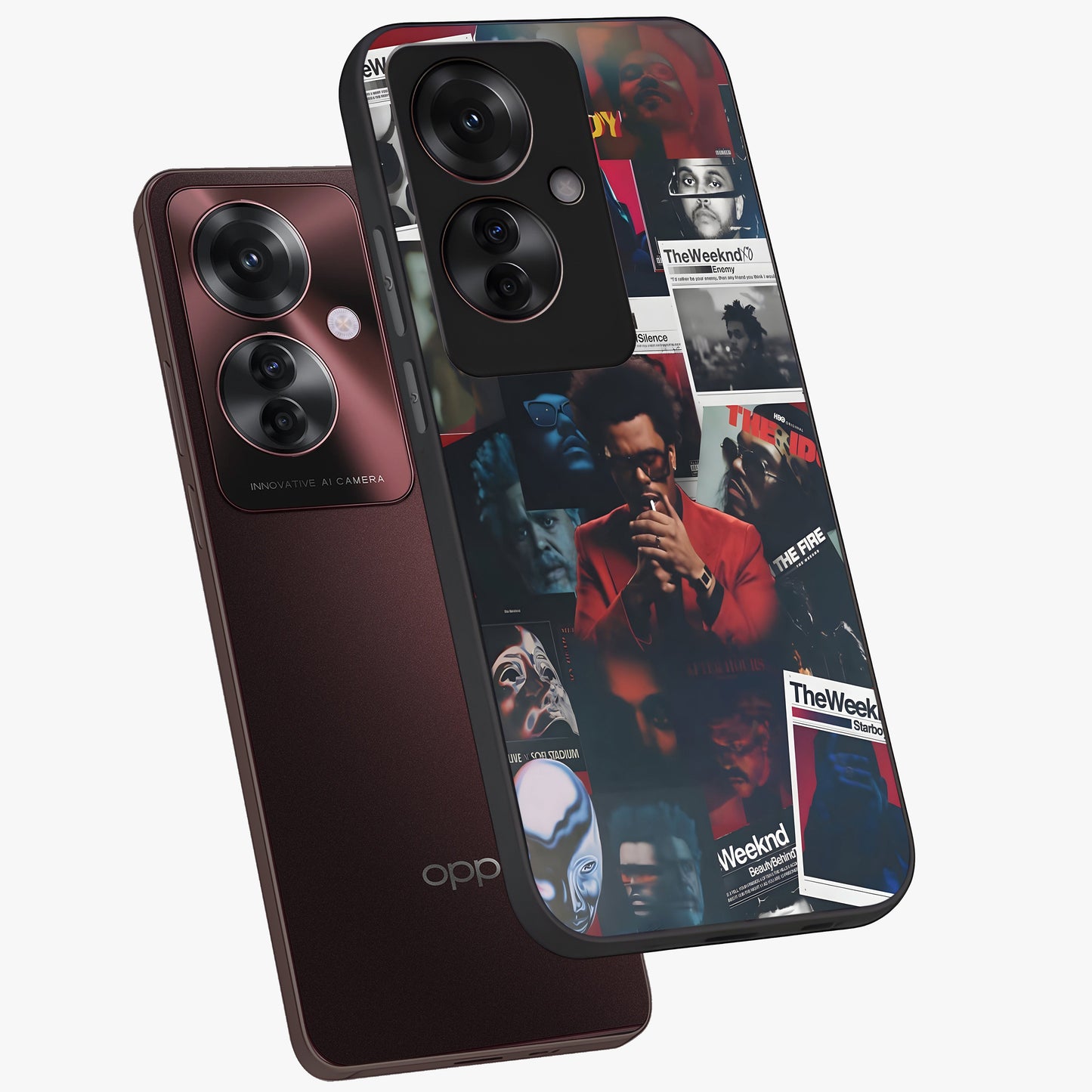 The Weeknd Glass Case displayed in angled mockup highlighting stylish pop culture inspired design with modern aesthetic.