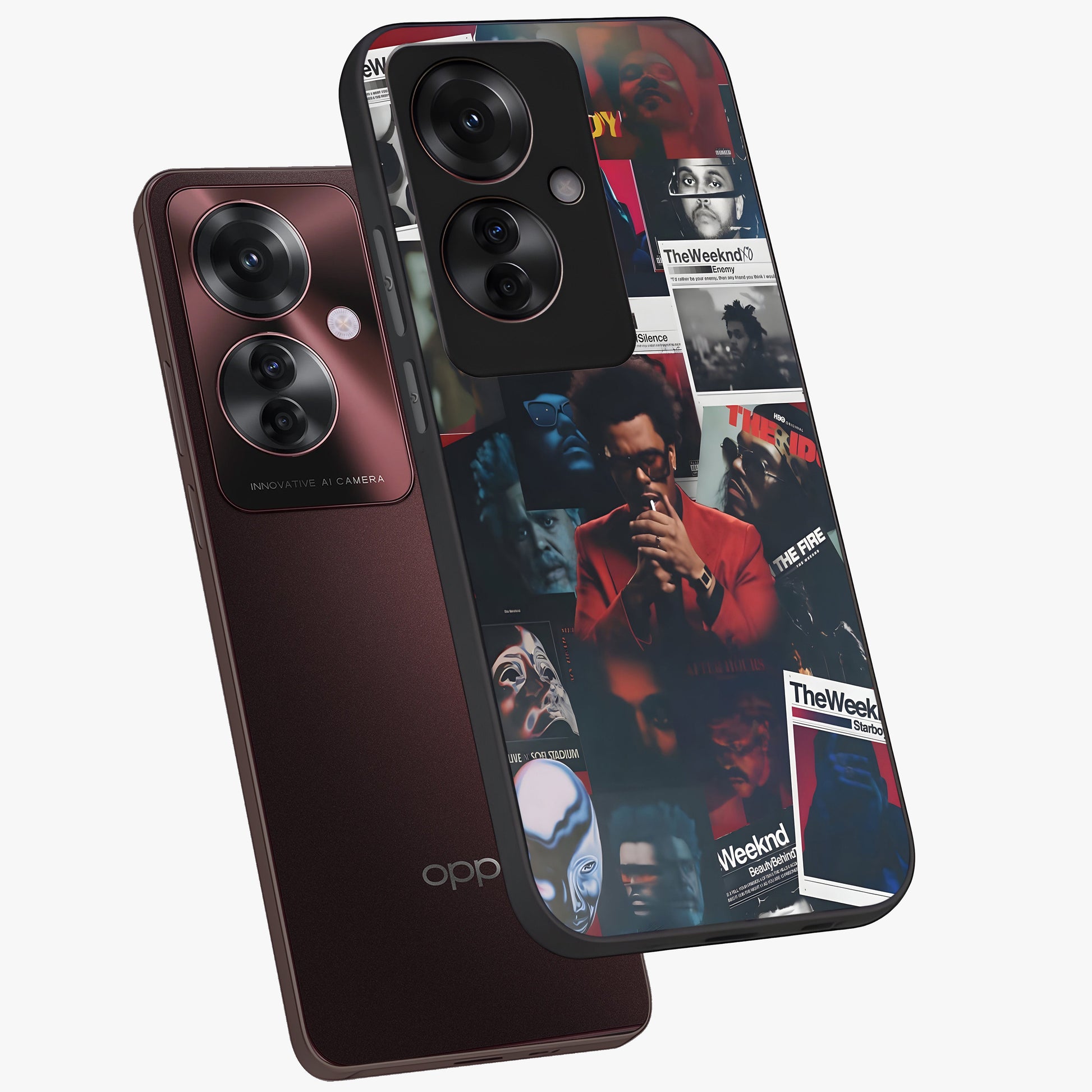 The Weeknd Glass Case displayed in angled mockup highlighting stylish pop culture inspired design with modern aesthetic.