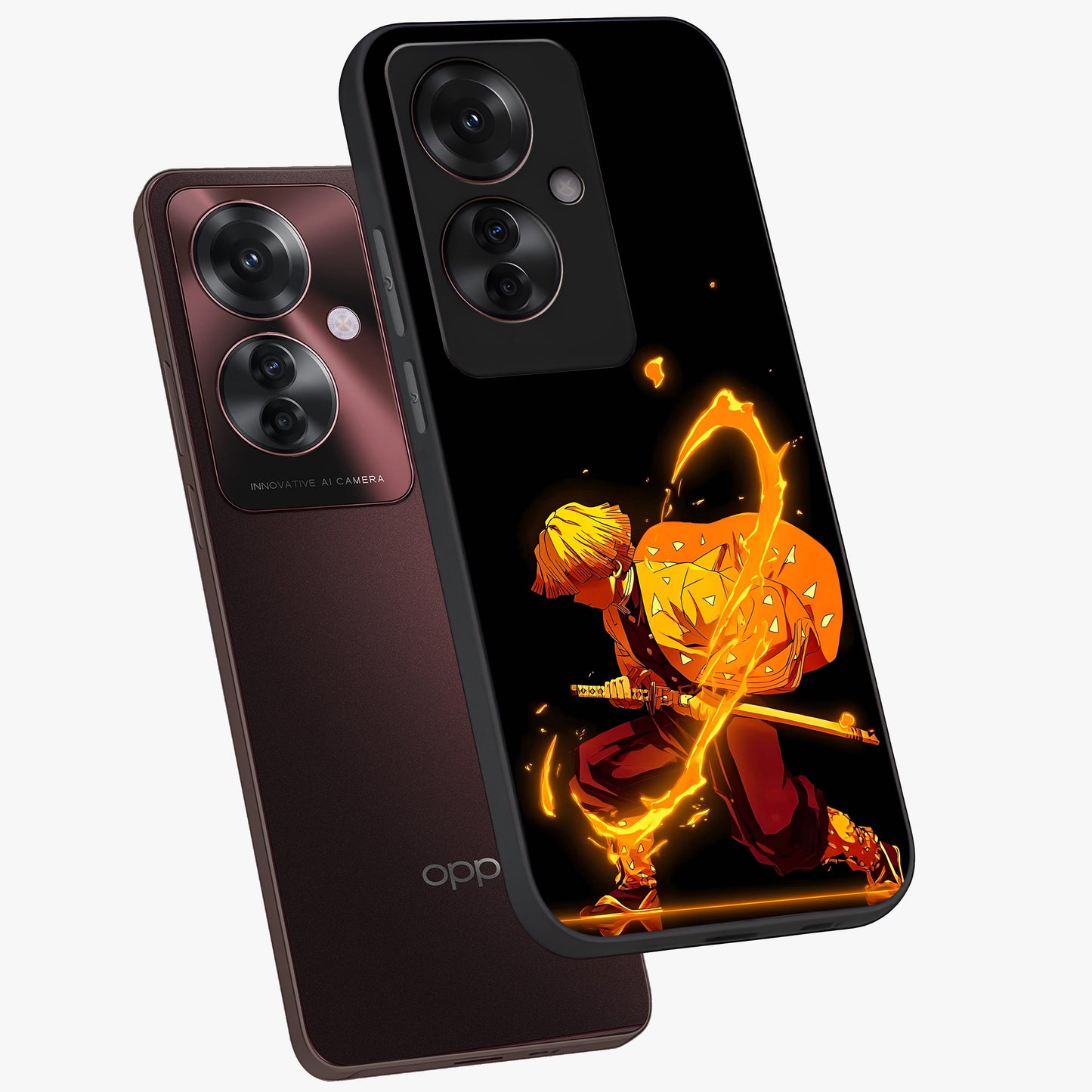 Thunder Flame Execution Glass Case displayed in angled mockup highlighting dramatic fire themed design with intense fantasy aesthetic.