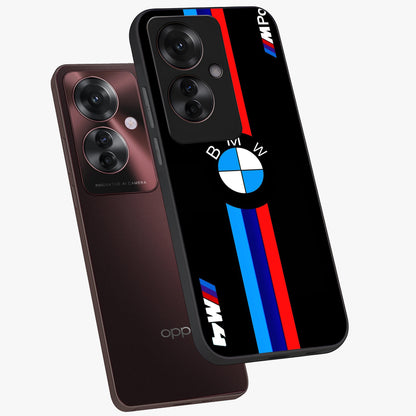Turbo BMW Beast Glass Case displayed in angled mockup highlighting sleek racing car design with bold automotive aesthetic.