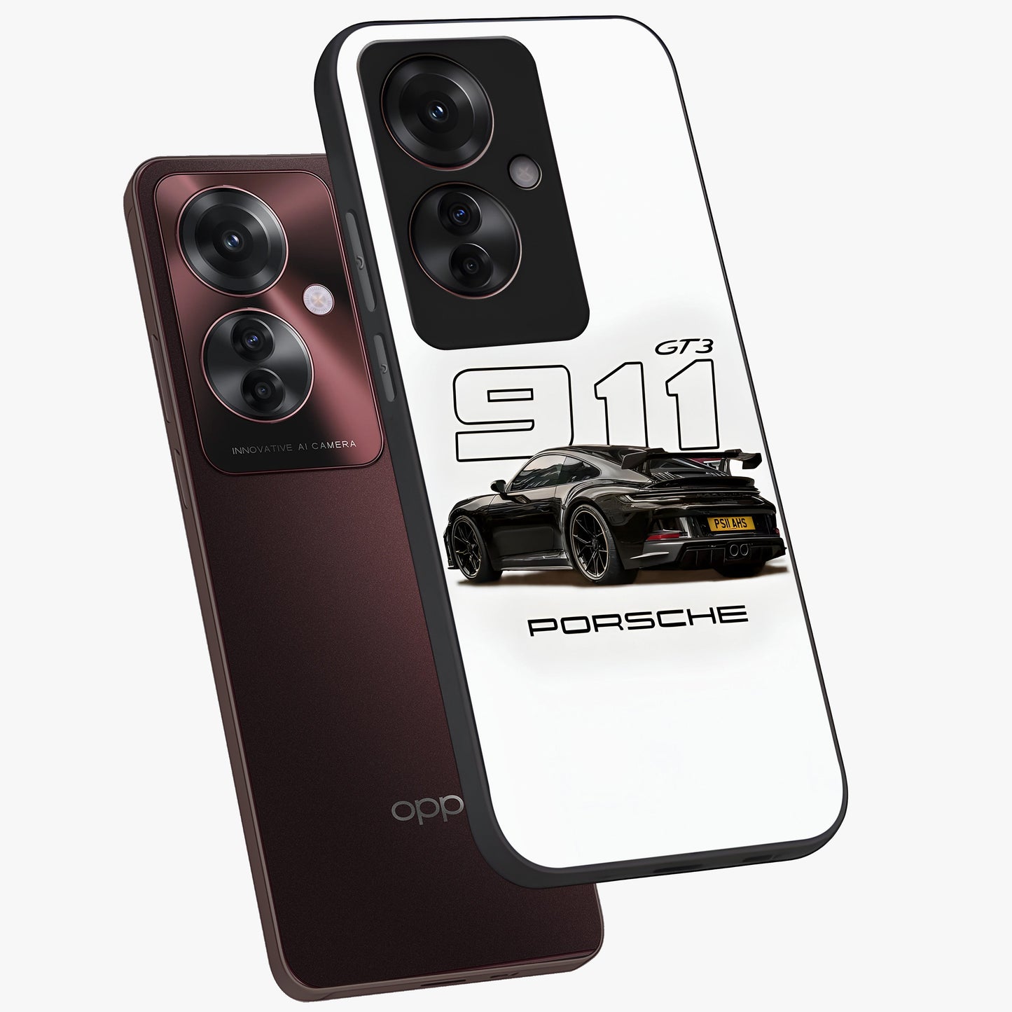 Turbo Legacy Icon Glass Case displayed in angled mockup highlighting dynamic automotive design with performance aesthetic.