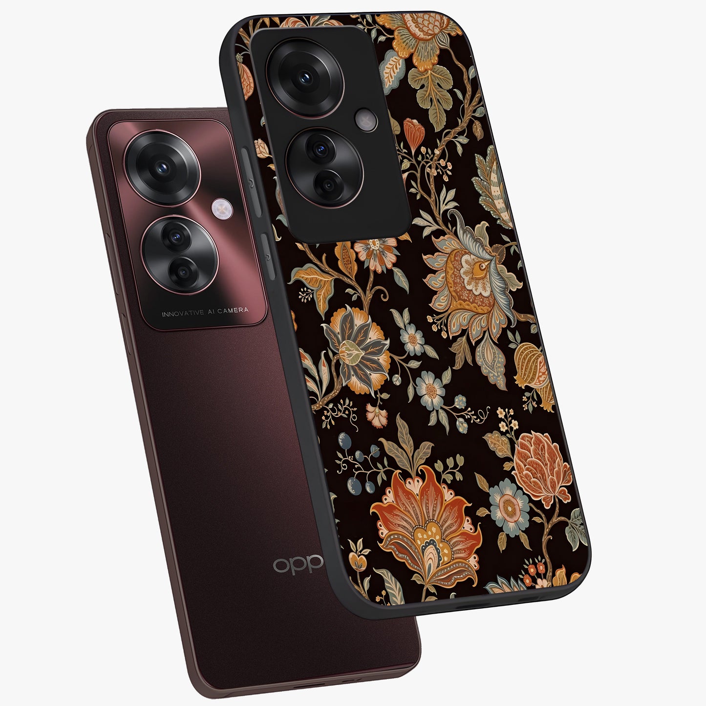 Vintage Floral Dream Glass Case displayed in angled mockup highlighting elegant vintage flower design with soft aesthetic style.