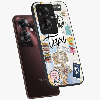 Wanderlust Journal Glass Case displayed in angled mockup highlighting adventure themed design with aesthetic travel vibe.