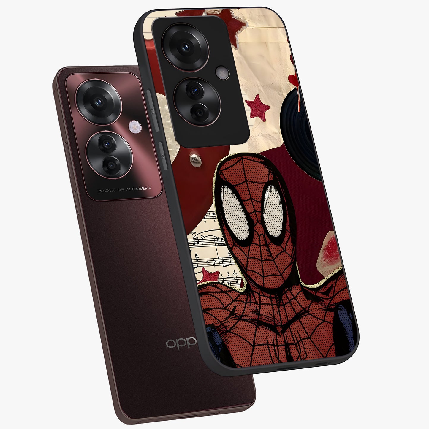 Web Warrior Vibes Glass Case displayed in angled mockup highlighting dynamic web design with comic style aesthetic.