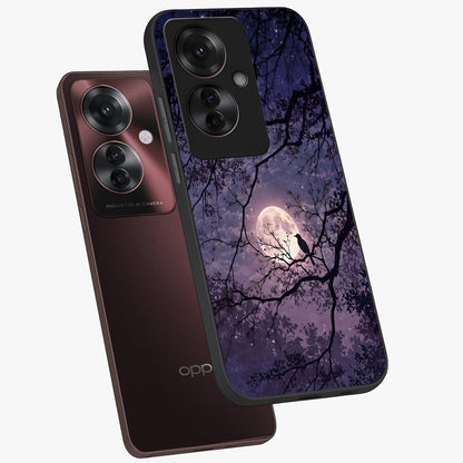 Whispering Moon Silence Glass Case displayed in angled mockup highlighting calm lunar design with dreamy night aesthetic.