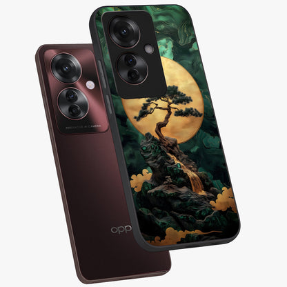 Zen Moon Rise Glass Case displayed in angled mockup highlighting peaceful lunar design with zen aesthetic style.