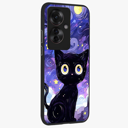 Abstract Cat Art Glass Case upright view showcasing creative feline illustration and aesthetic artistic style.