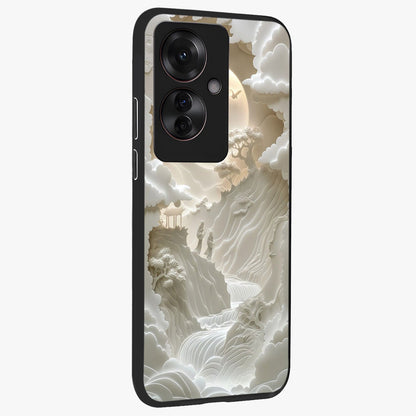 Celestial Origami Glass Case upright view showcasing creative origami artwork with modern celestial style.