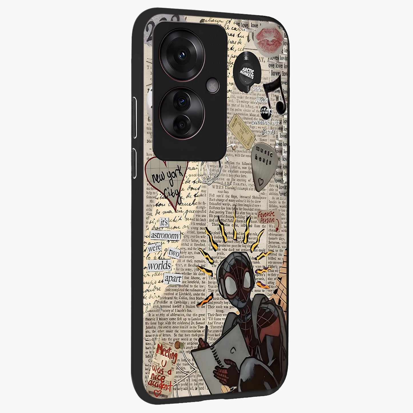 City Dream Sketch Glass Case upright view showcasing urban skyline artwork with stylish hand drawn design.