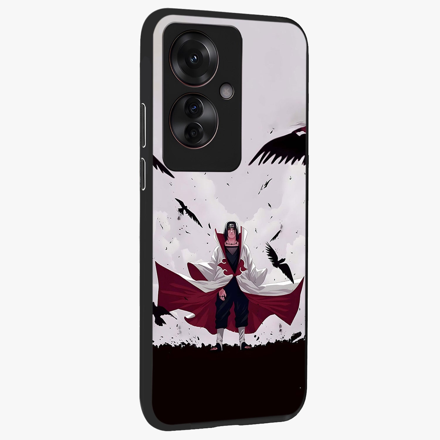 Crimson Crow Ascension Glass Case upright view showcasing dramatic crow artwork with bold gothic theme.