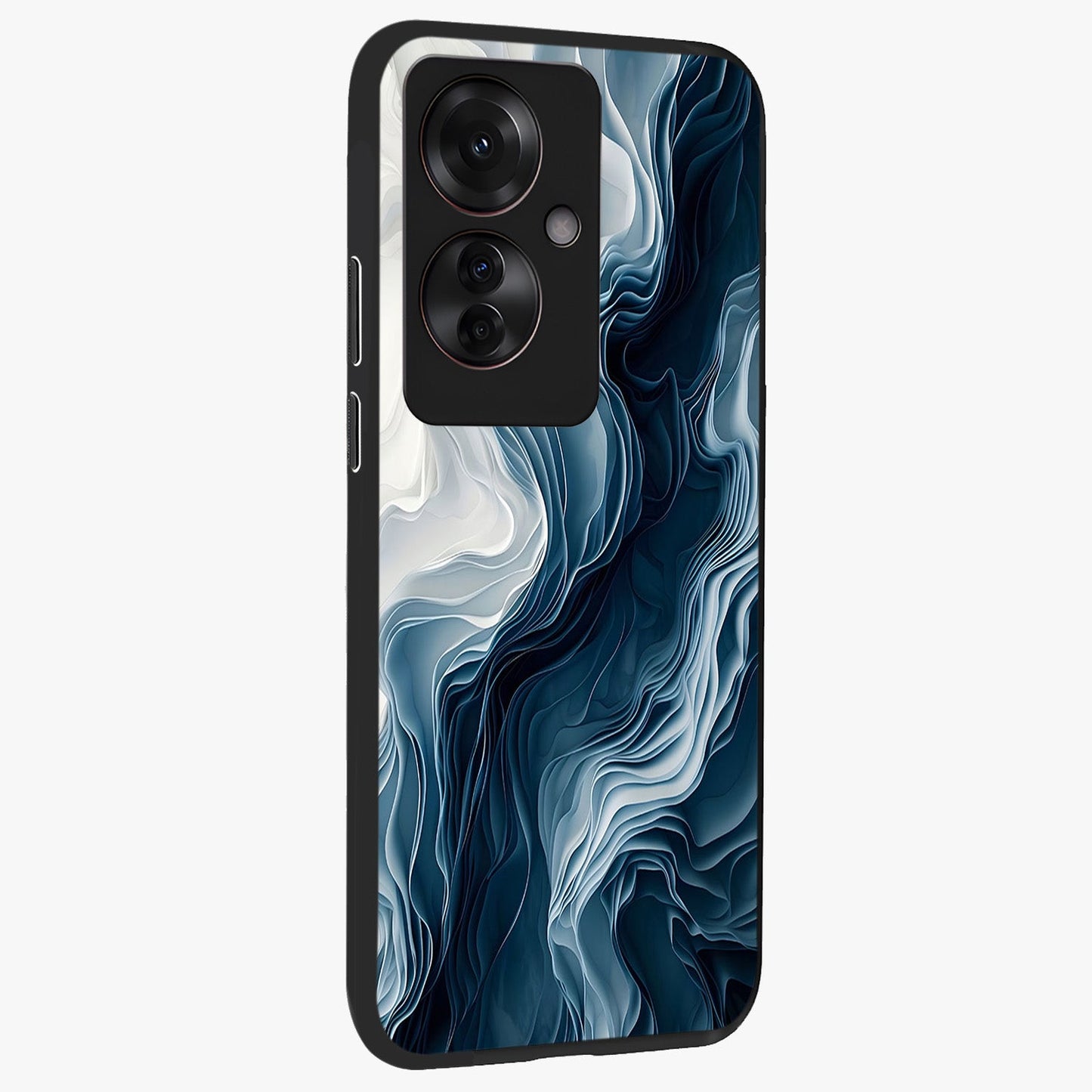 Ethereal Paper Marble Glass Case upright view showcasing smooth marble artwork with refined minimalist theme.