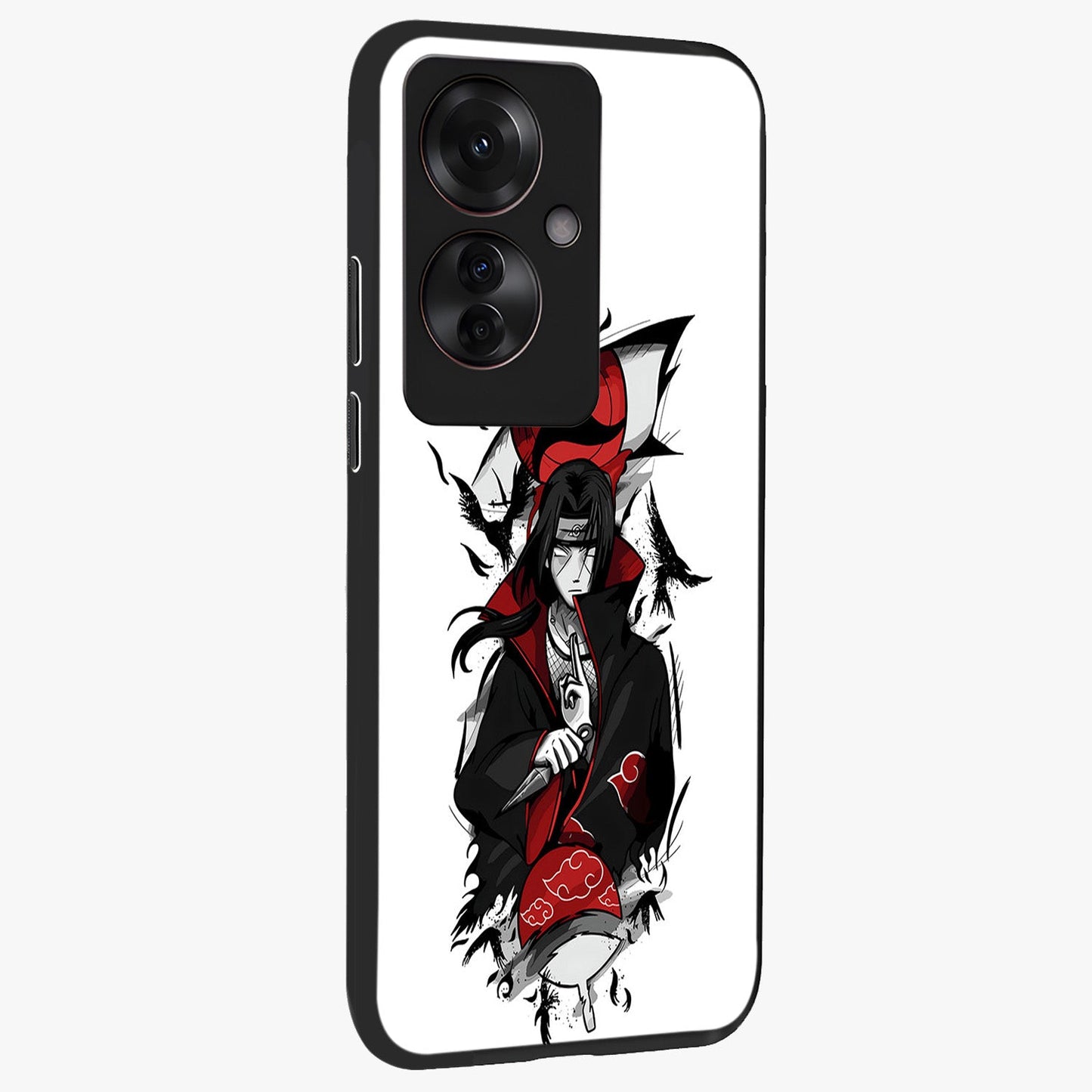 Itachi Limited Edition Naruto Anime Glass Case upright view showcasing intense anime artwork with powerful character theme.