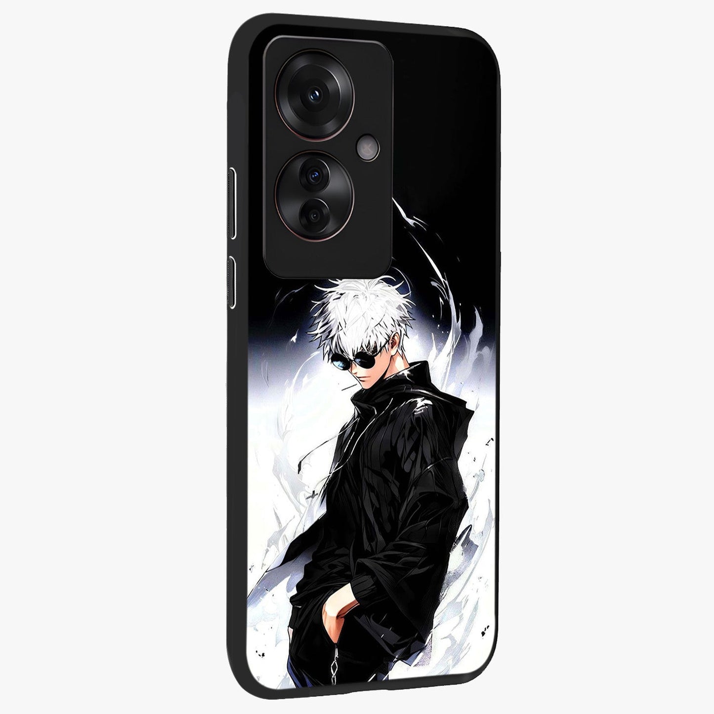 Limitless Shadow King Glass Case upright view showcasing bold shadow warrior artwork with epic fantasy theme.