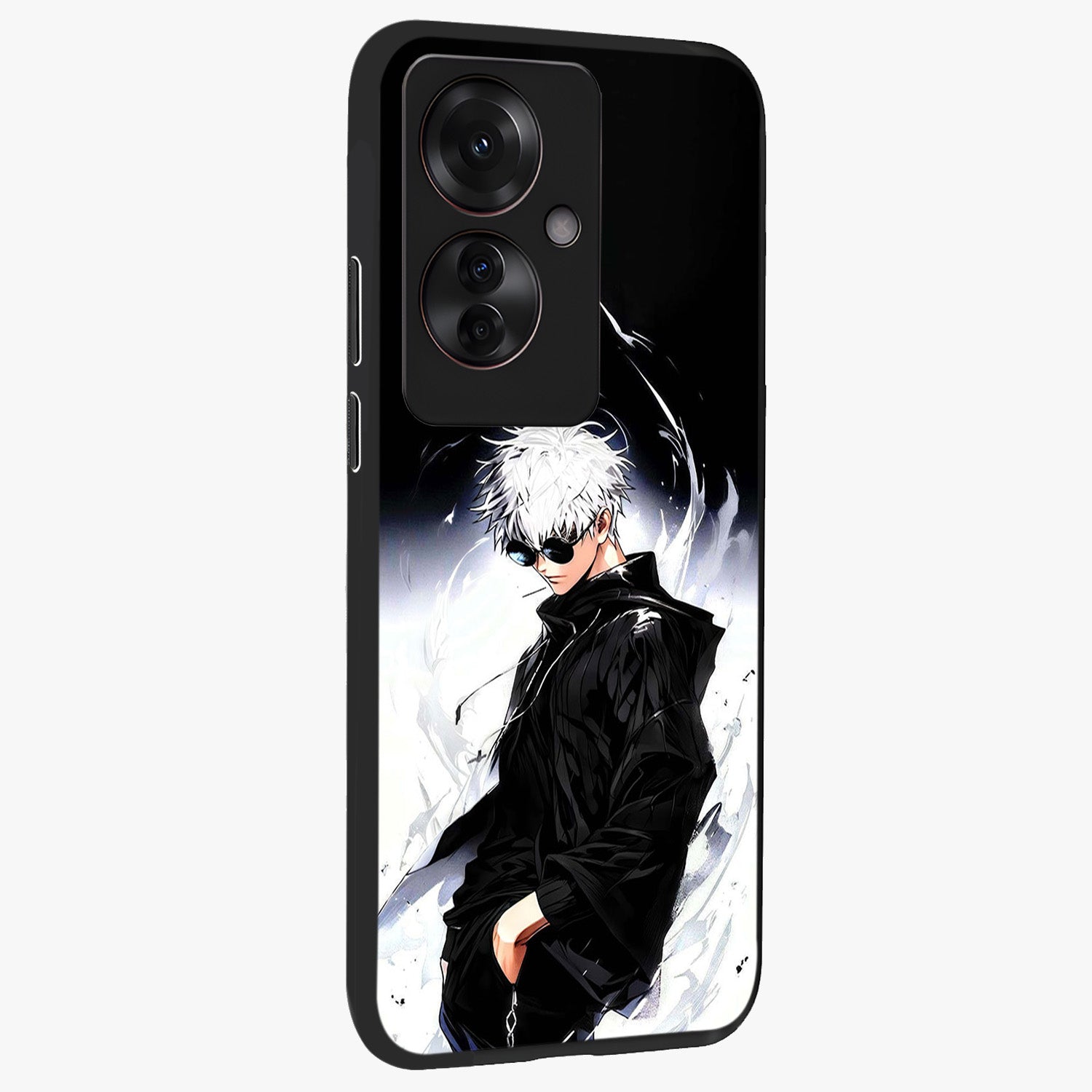 Limitless Shadow King Glass Case upright view showcasing bold shadow warrior artwork with epic fantasy theme.