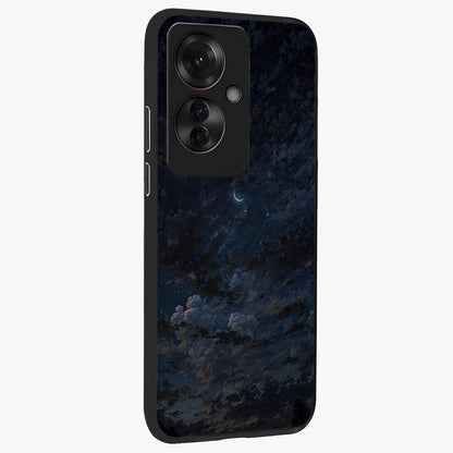 Lunar Veil Silence Glass Case upright view showcasing calm moon themed artwork with serene night atmosphere.