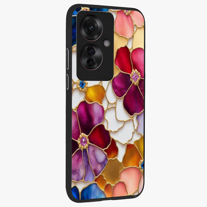 Marble Flower Pattern Glass Case upright view showcasing decorative marble flower artwork with refined style.