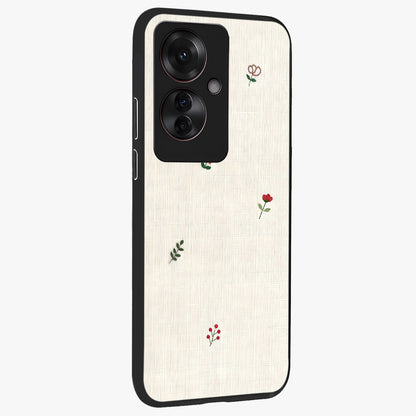 Minimalistic Blue With White Flower Pattern Glass Case upright view showcasing clean white flower artwork with calming blue theme.