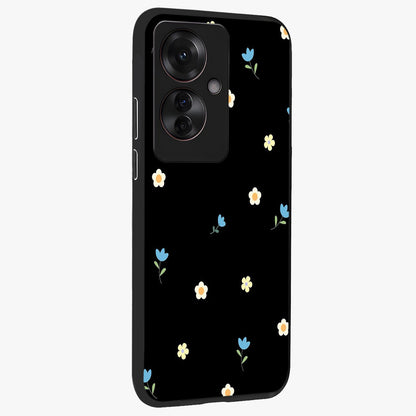 Minimal Petal Whispers Glass Case upright view showcasing elegant floral artwork with modern minimalist style.
