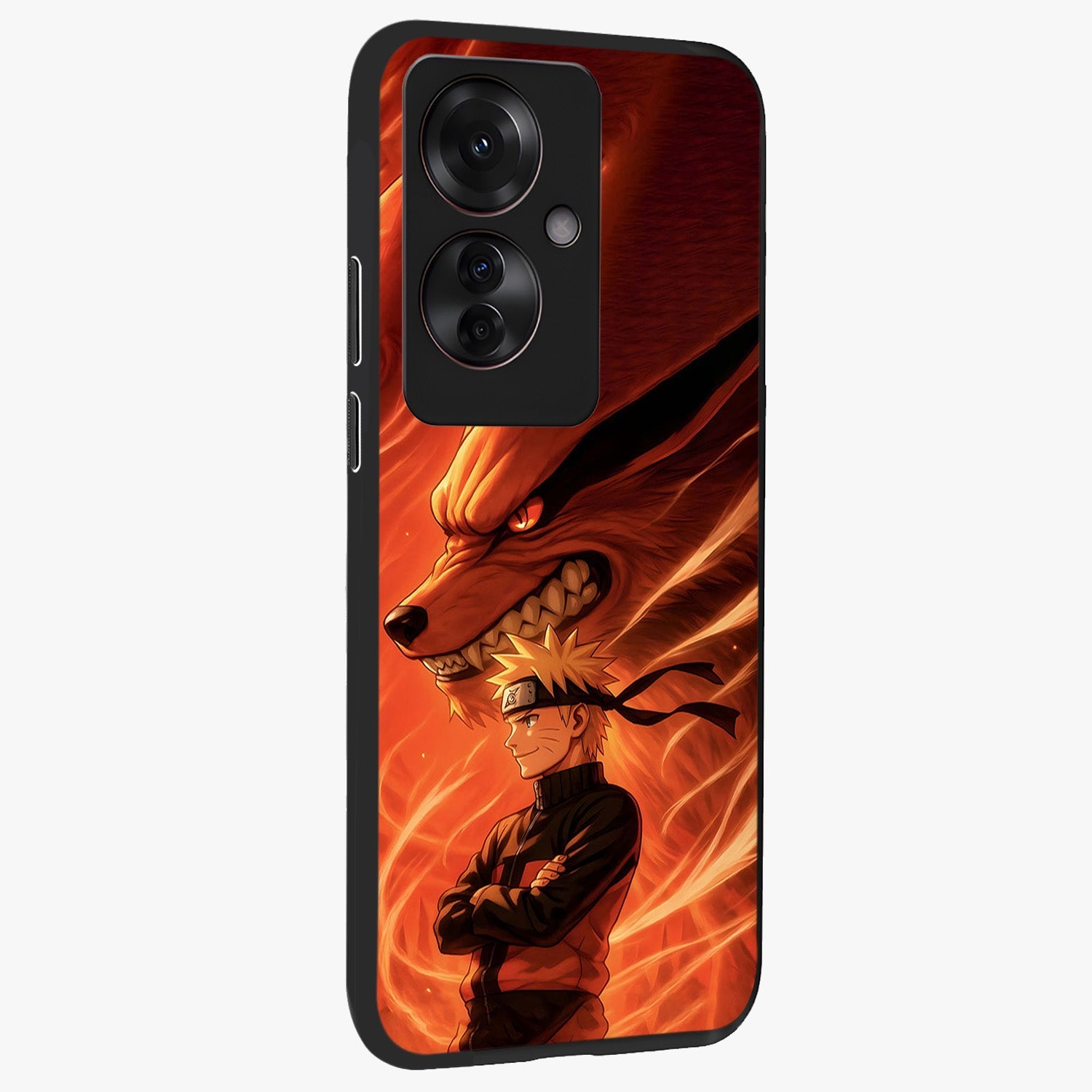 Nine Tails Legacy Glass Case upright view showcasing dramatic nine-tails artwork with intense anime themed design.
