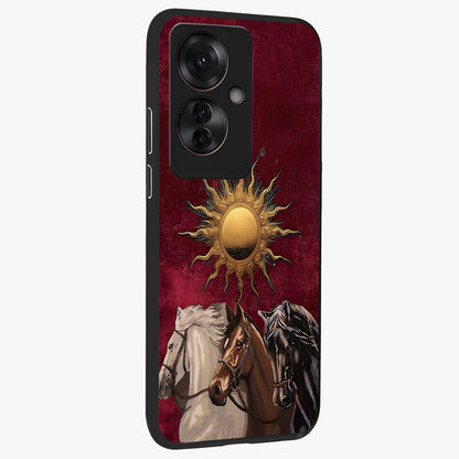 Solar Riders Glass Case upright view showcasing energetic rider artwork with bold adventure theme.
