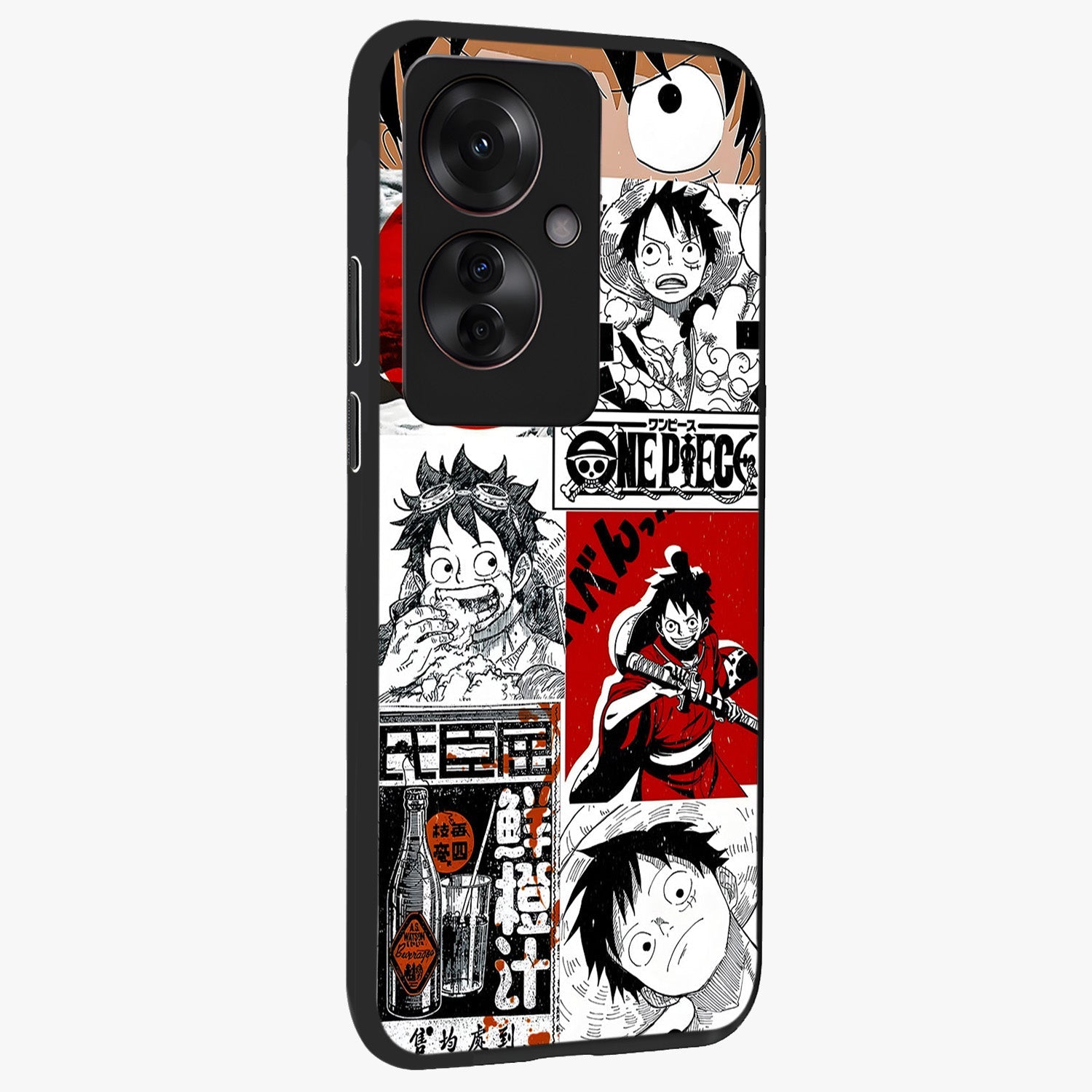 Strawhat Chaos Panels Glass Case upright view showcasing energetic anime artwork with bold adventure theme.