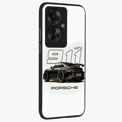 Turbo Legacy Icon Glass Case upright view showcasing bold racing inspired artwork with classic car theme.