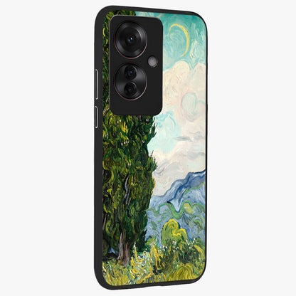 Van Gogh Vintage Art Glass Case upright view showcasing elegant vintage painting artwork with artistic heritage theme.