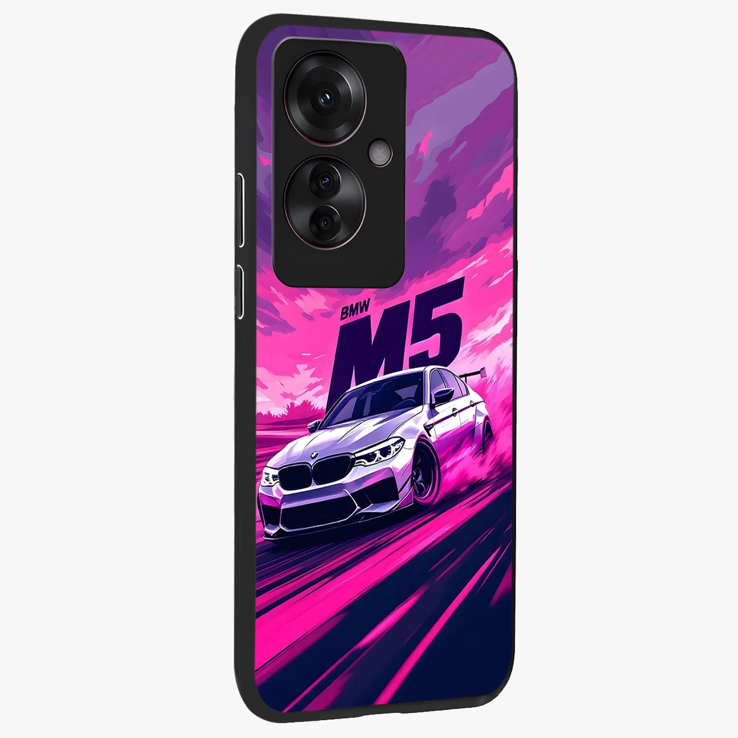 Velocity Drift Pulse Glass Case upright view showcasing powerful racing artwork with energetic motorsport theme.