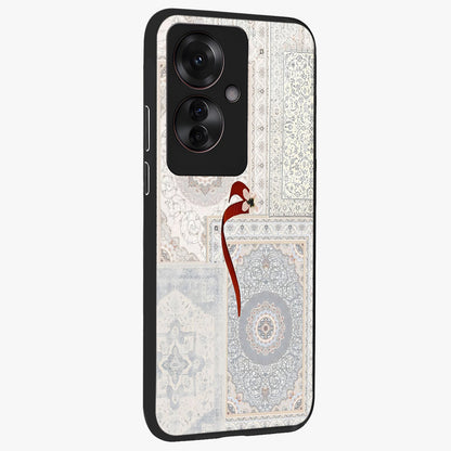 White Aesthetic Bow Glass Case upright view showcasing delicate ribbon bow artwork with cute minimalist theme.