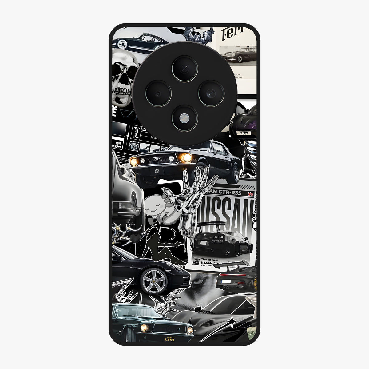 Aesthetic Dark Love Glass Case showing flat back view with dark romantic artwork and glossy glass finish.