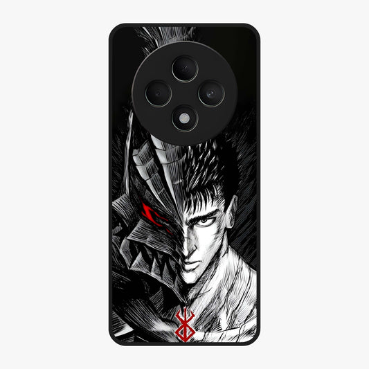 Berserker Blood Oath Glass Case showing flat back view with fierce warrior inspired artwork and glossy glass finish.