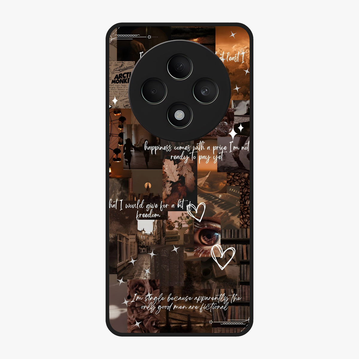 Bittersweet Aesthetic Chaos Glass Case showing flat back view with artistic chaotic aesthetic design and glossy glass finish.