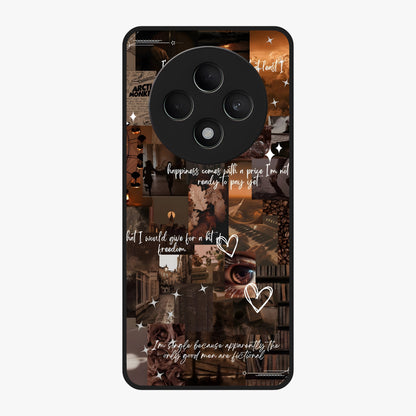 Bittersweet Aesthetic Chaos Glass Case showing flat back view with artistic chaotic aesthetic design and glossy glass finish.