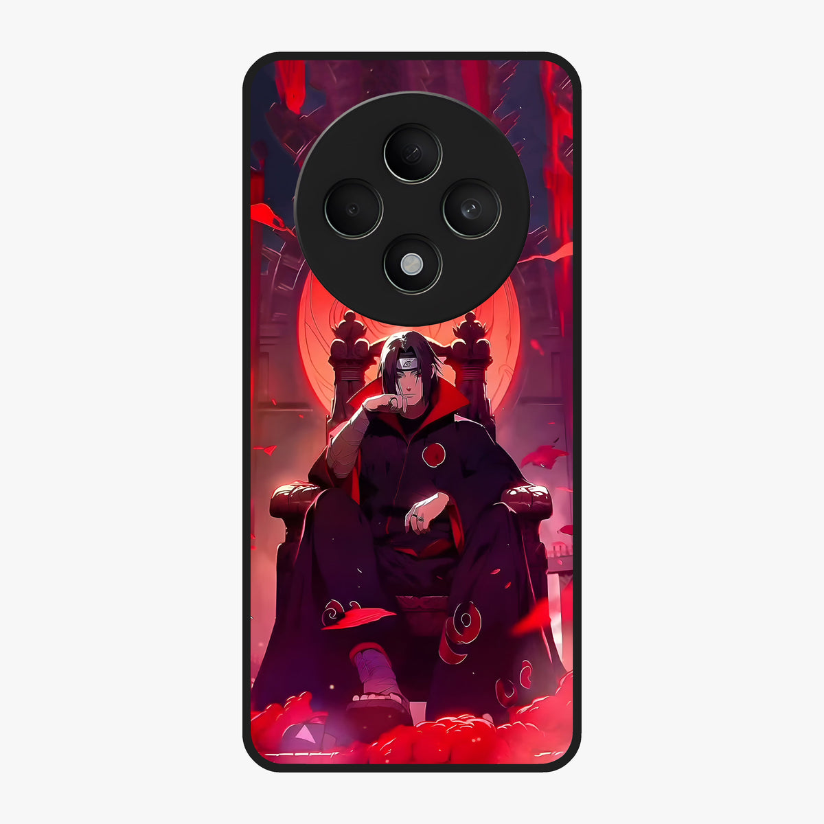 Blood Moon Sovereign Glass Case showing flat back view with mystical blood moon artwork and glossy glass finish.
