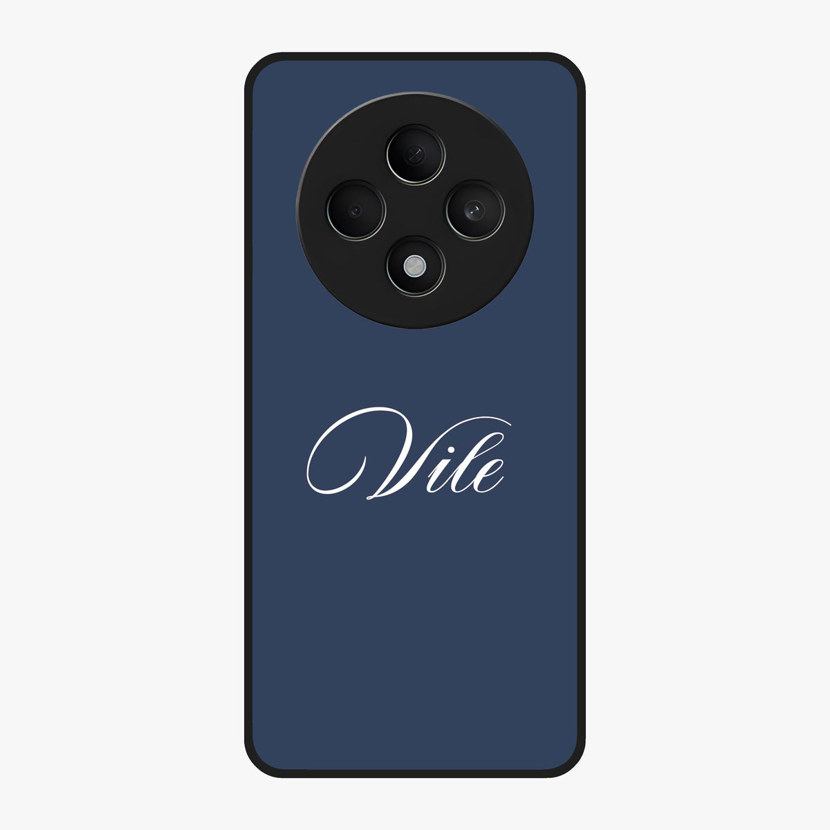 Blue Background Personalized Custom Name Glass Case showing flat back view with minimal blue background and custom name design.